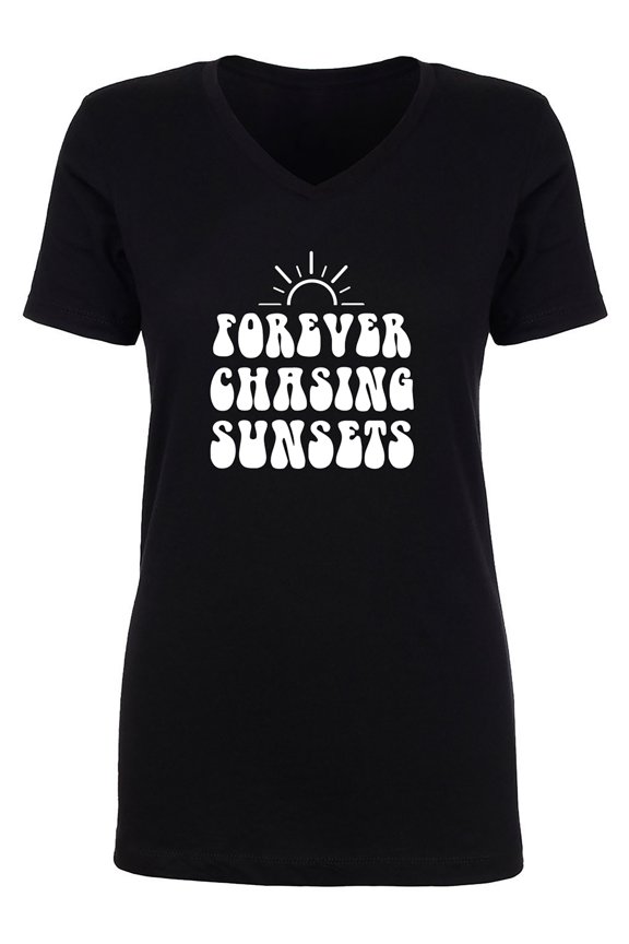 Forever Chasing Sunsets Womens V-Neck T-Shirt