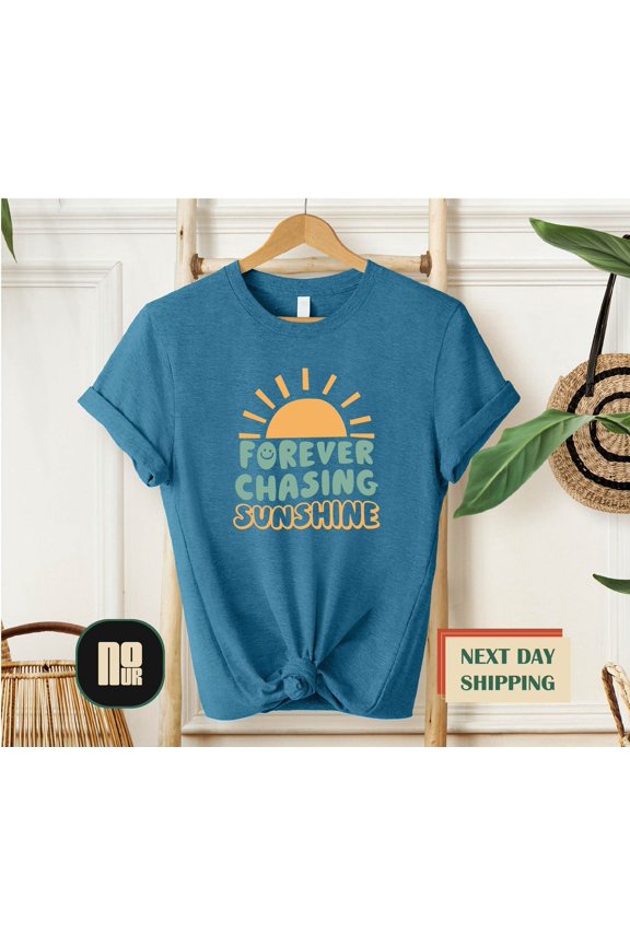 Forever Chasing Sunshine Shirt, Wavy Words Shirt, Vacation Shirt, Sunset Shirt, Positive Vibe Shirt, Summer Shirt, Sunset Shirt SWEATSHIRT All Size S-5XL