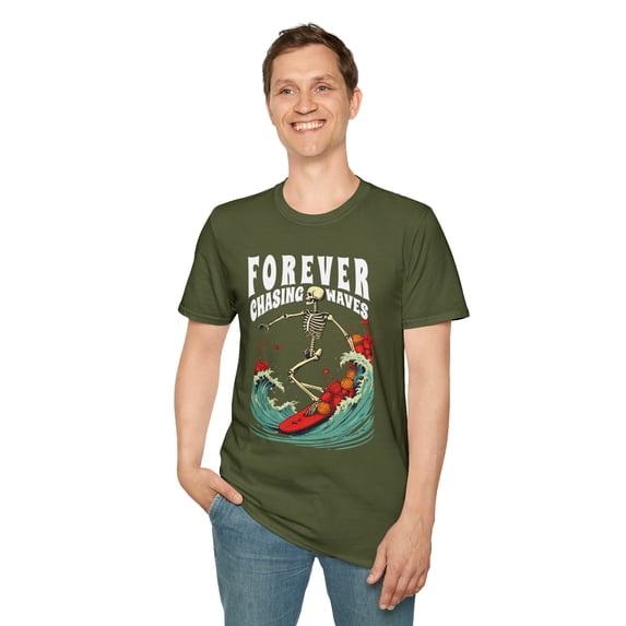 Forever Chasing Waves, Gildan Unisex Softstyle T-Shirt, Graphic Tee, S-3XL