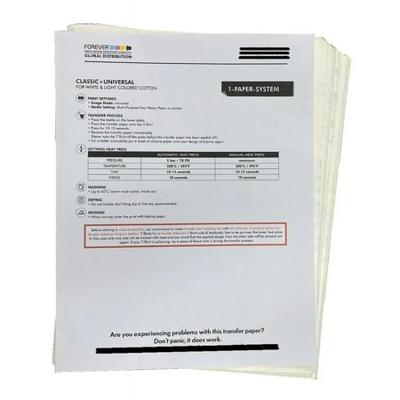 Forever Classic+ Universal Laser Heat Transfer Paper 8.5x11 - 100 Sheets