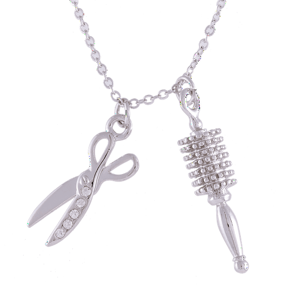 Forever Crystals Pendant Beautician Comb Scissors Crystal