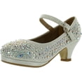 thumbnail image 1 of Forever Dana-58k Kids Mid Heel Rhinestone Pretty Sandal Mary Jane Platform Dress Pumps, 1 of 4