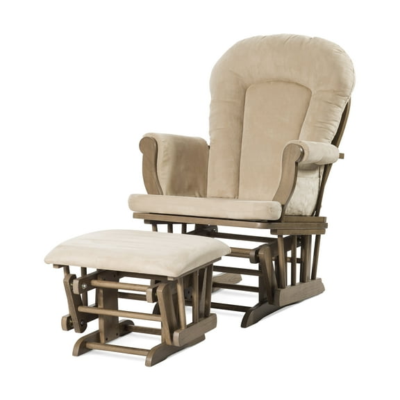Child Craft Forever Eclectic Storage Glider and Ottoman in Dusty Heather Finish with Tan Cushion
