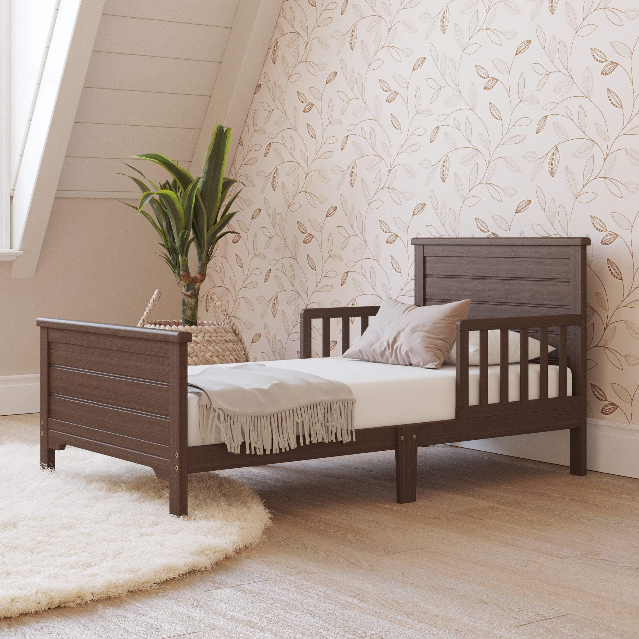 Forever Eclectic Woodland Toddler Bed with Rails, Brushed Truffle