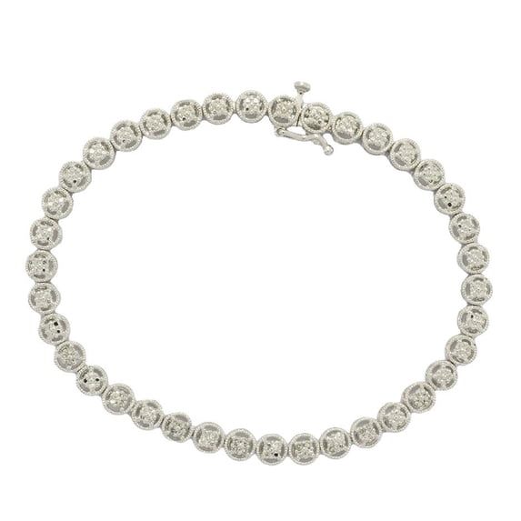 Forever Facets 1/10 cttw Diamond Open Link Tennis Bracelet in Rhodium over Sterling Silver, Adult Female
