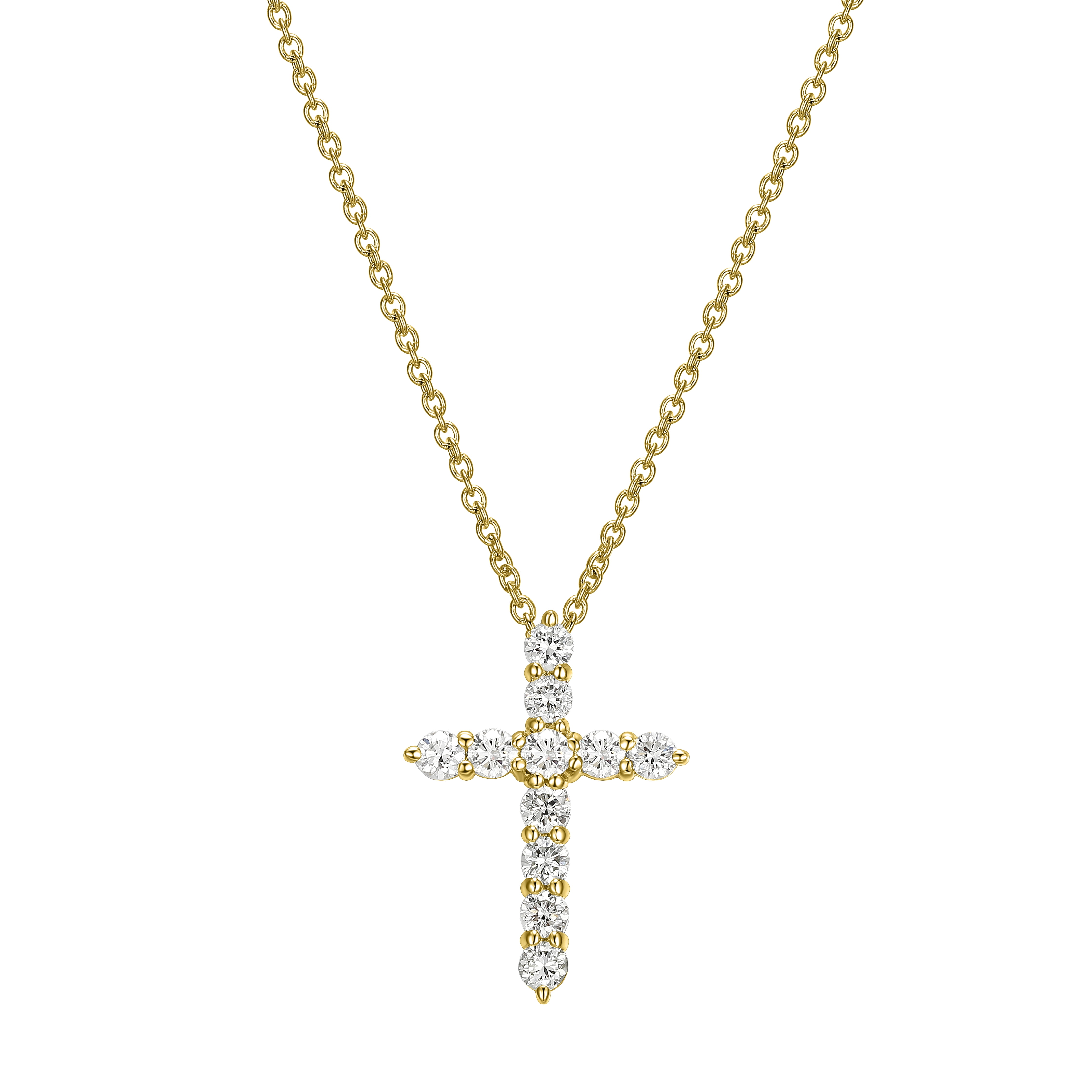 【HYERES LOR】24FW★ Essence Lab Diamond Cross Necklace 10K Forever Facets 1/2 CT TW Lab Grown Diamond Cross Necklace in
