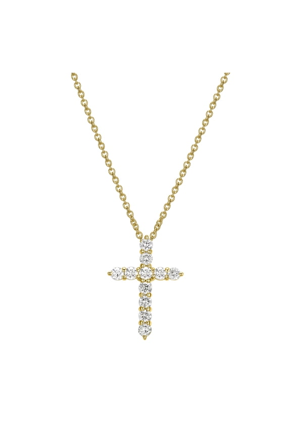 1/2 CT TW Lab Grown Diamond 18k Gold over Sterling Silver Cross Necklace, Adult Female