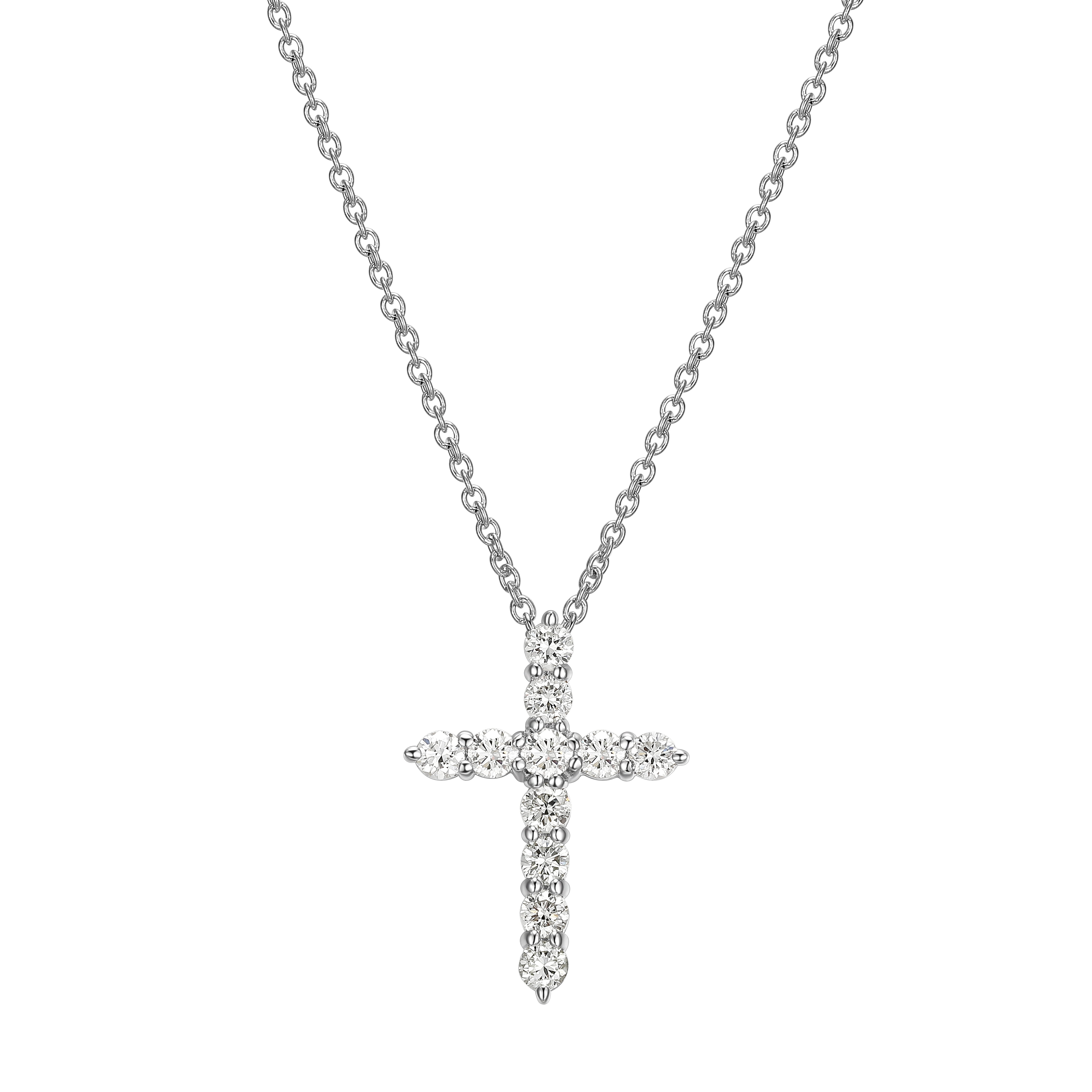 Forever Facets 1/2 CT TW Lab Grown Diamond Cross Necklace in Sterling Silver, Adult Female