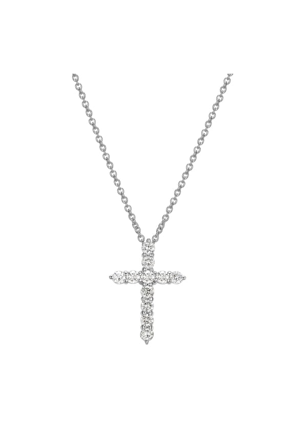 1/2 CT TW Lab Grown Diamond Cross Necklace in Sterling Silver, Adult Female