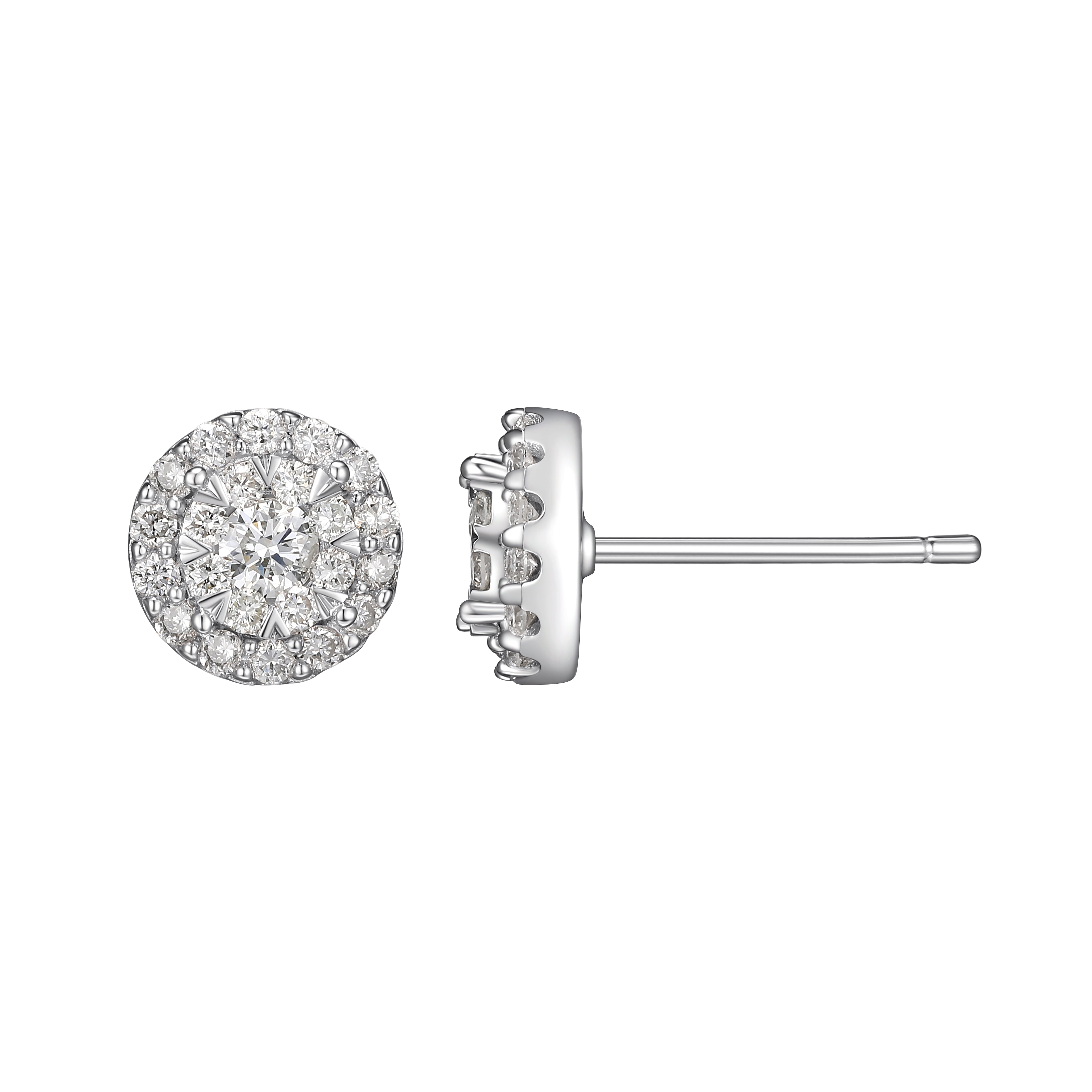 Forever Facets 1/2 CT TW Lab Grown Diamond Earrings in Platinum over Sterling Silver, Adult Female