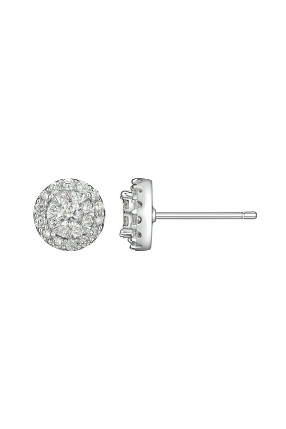 1/2 CT TW Lab Grown Diamond Earrings in Platinum over Sterling Silver, Adult Female