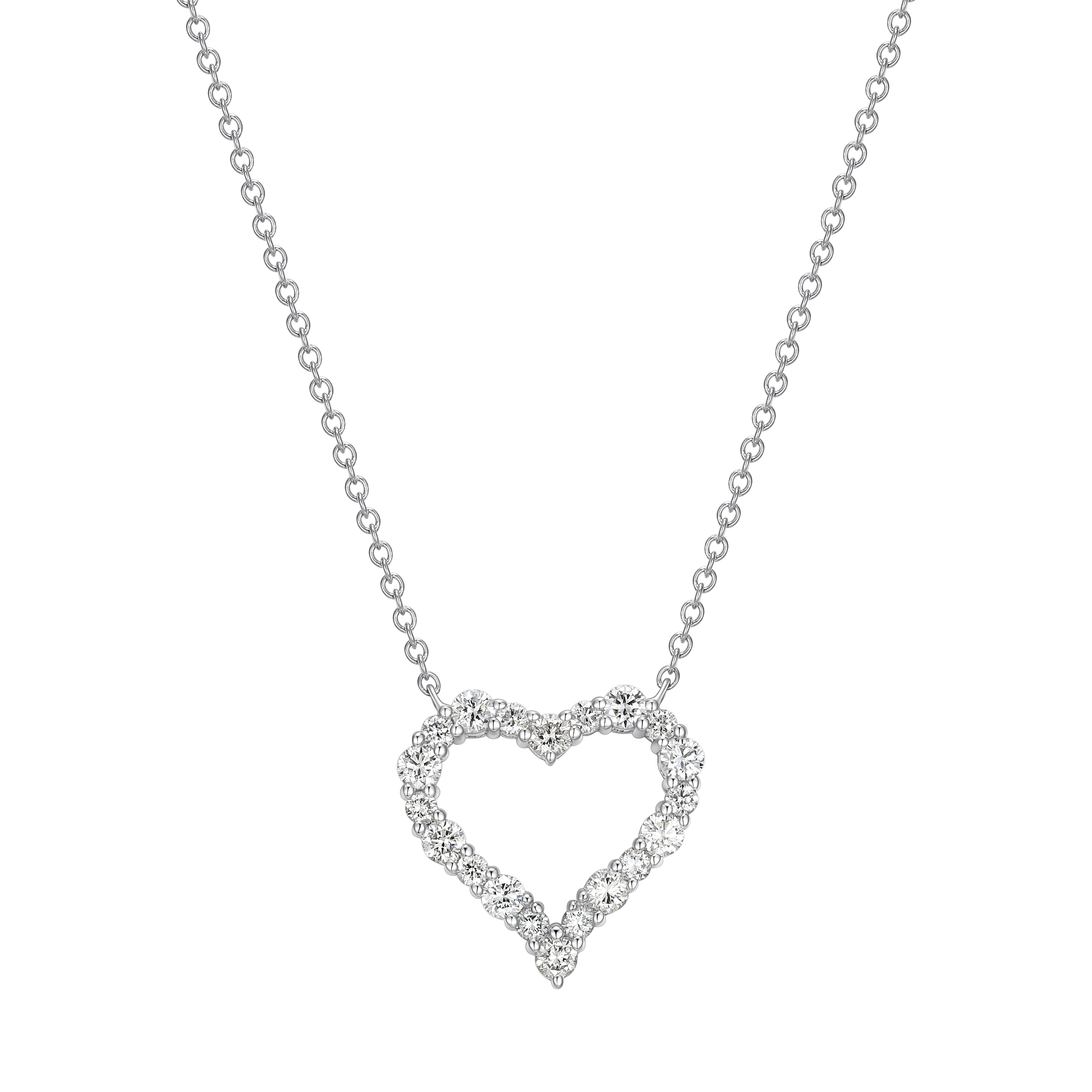 Forever Facets 1/2 CT TW Lab Grown Diamond Heart Necklace in Sterling Silver, Adult Female
