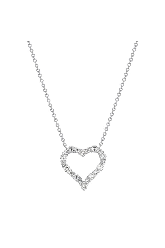 1/2 CT TW Lab Grown Diamond Heart Necklace in Sterling Silver, Adult Female