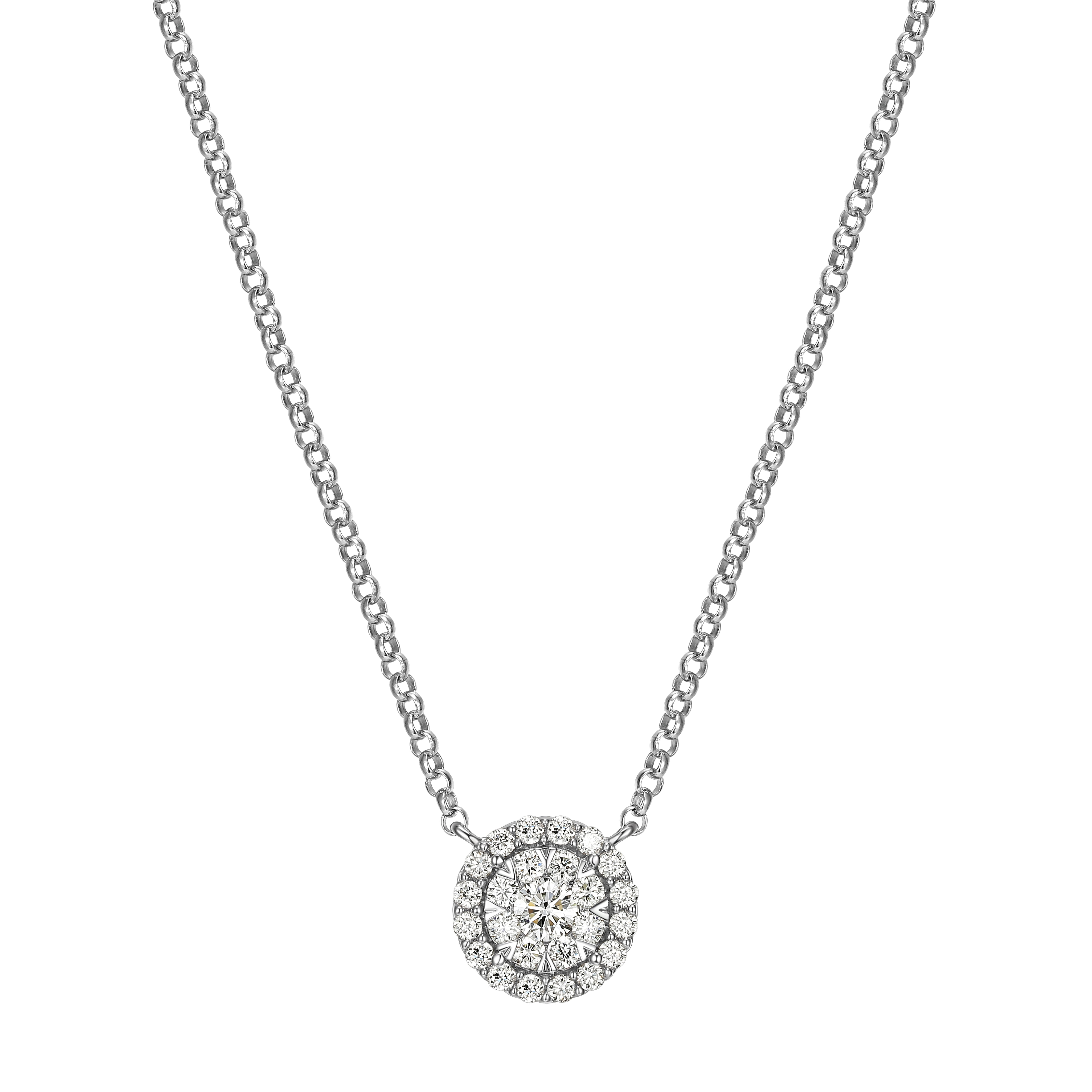 Forever Facets 1/2 CT TW Lab Grown Diamond Necklace in Platinum over Sterling Silver, Adult Female