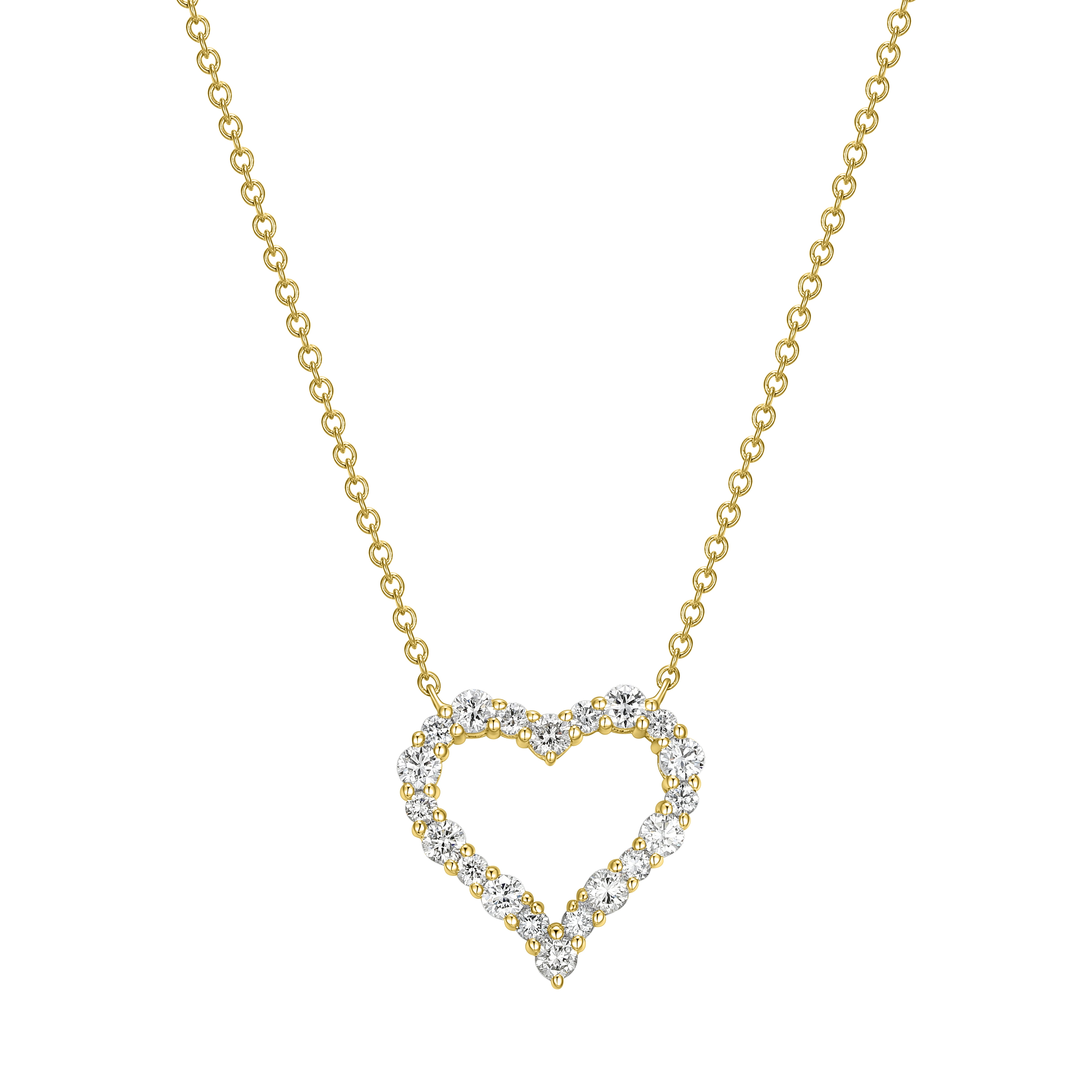 Forever Facets 1/2 CT W Lab Grown Diamond 18k Gold over Sterling Silver Heart Necklace, Adult Female