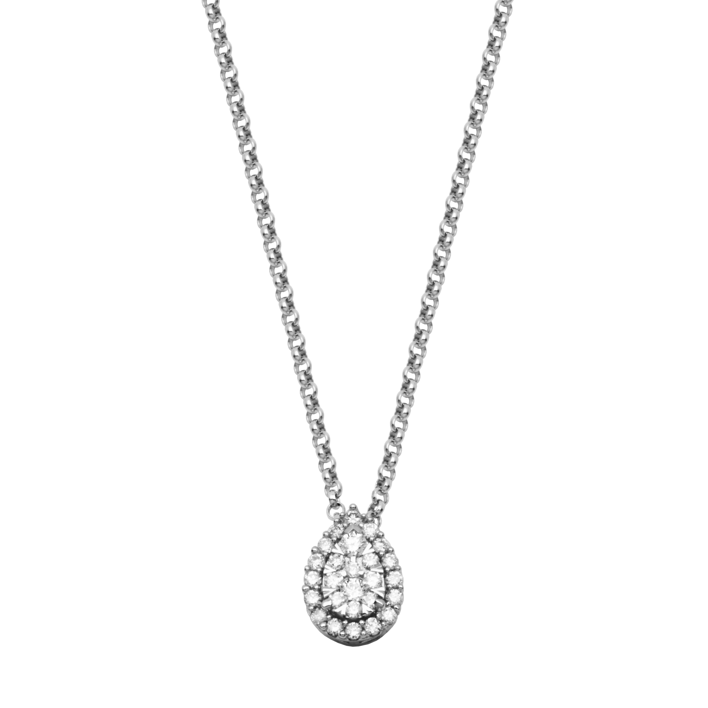 Forever Facets 1/3 CT TW Lab Grown Diamond Necklace in Platinum over Sterling Silver, Adult Female