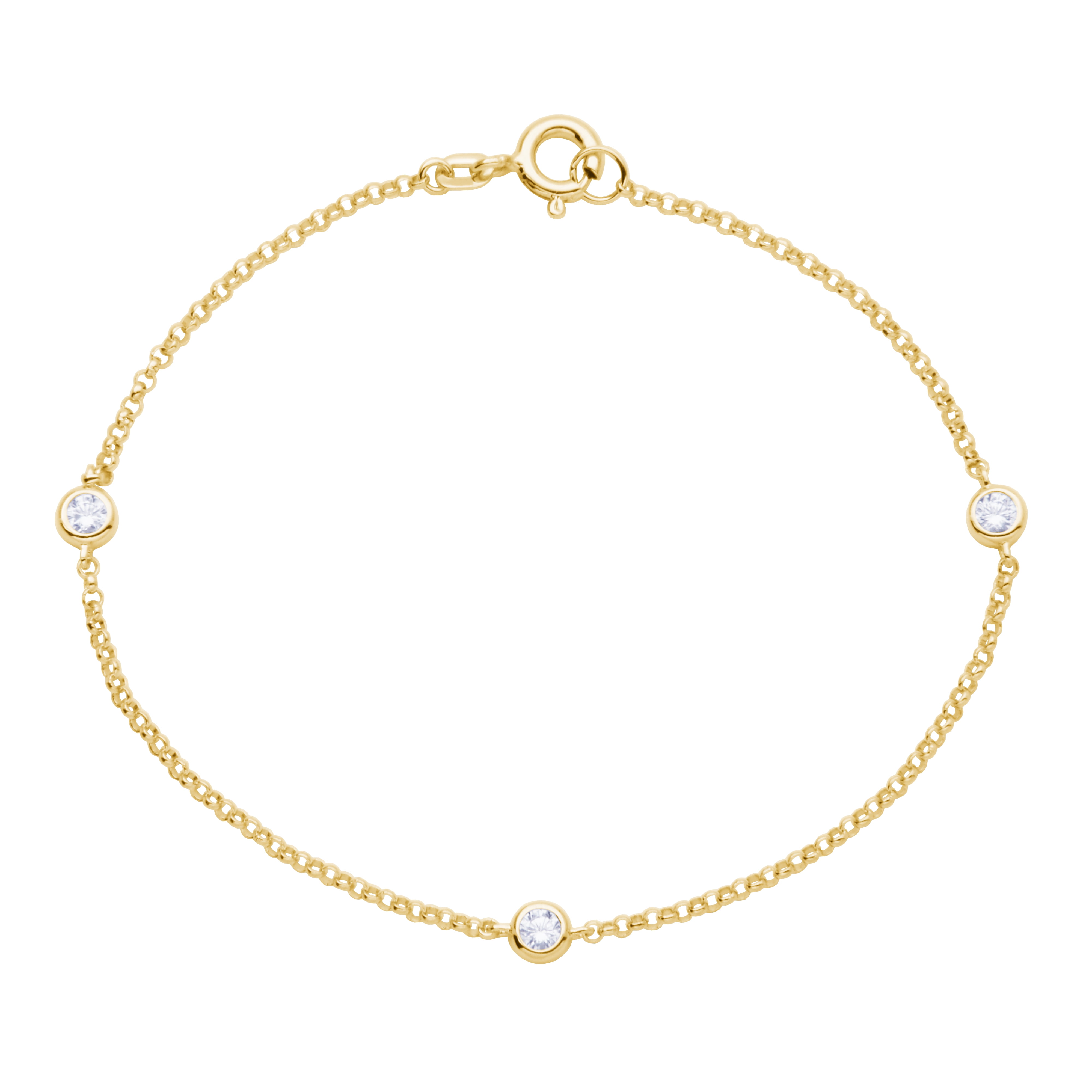 Forever Facets 1/4 CT TW Lab Grown Diamond 18K Gold over Sterling Silver Bracelet, Adult Female