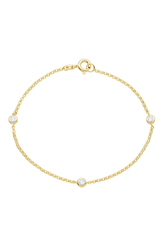 1/4 CT TW Lab Grown Diamond 18K Gold over Sterling Silver Bracelet, Adult Female