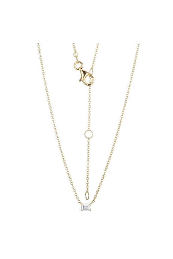 1/4 CT TW Lab Grown Diamond 18k Gold over Sterling Silver Baguette Necklace, Adult Female