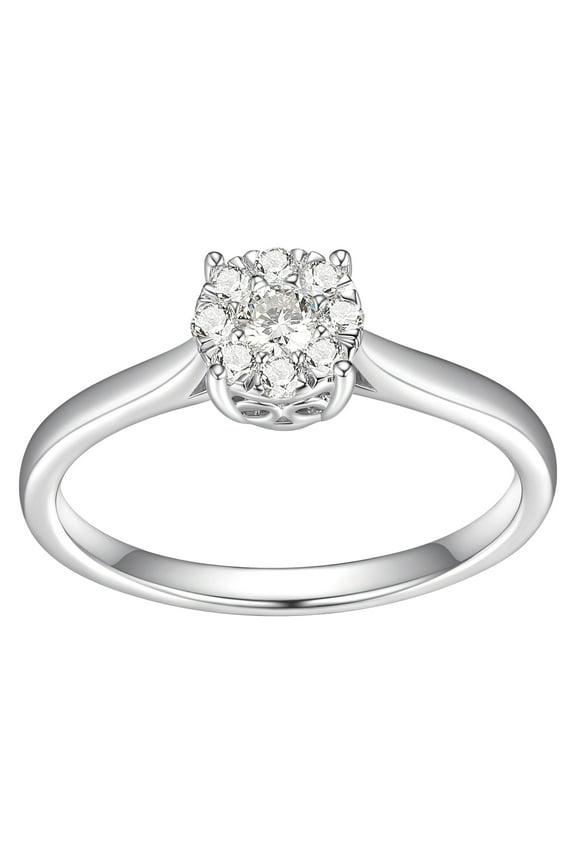1/4 CT TW Lab Grown Diamond Ring in Platinum over Sterling Silver, Adult Female