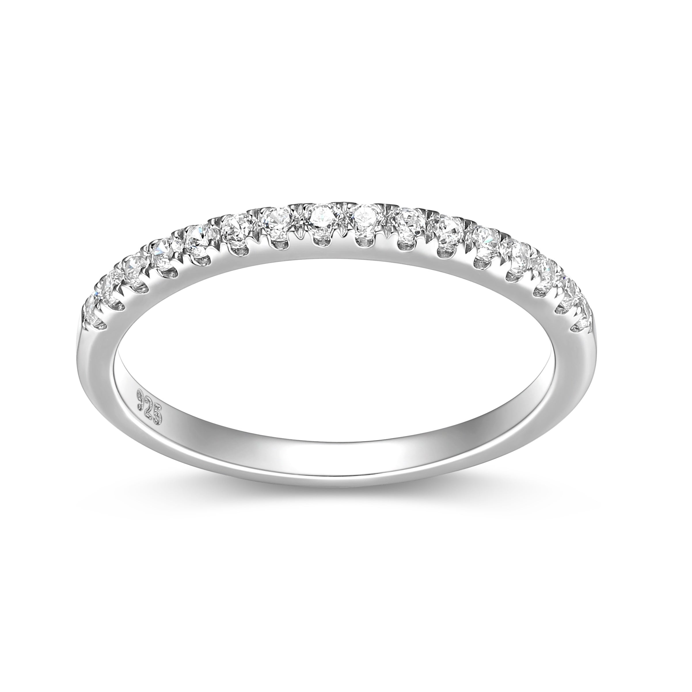 Forever Facets 1/4 CT TW Lab Grown Diamond Sterling Silver Wedding Band Ring, Adult Female