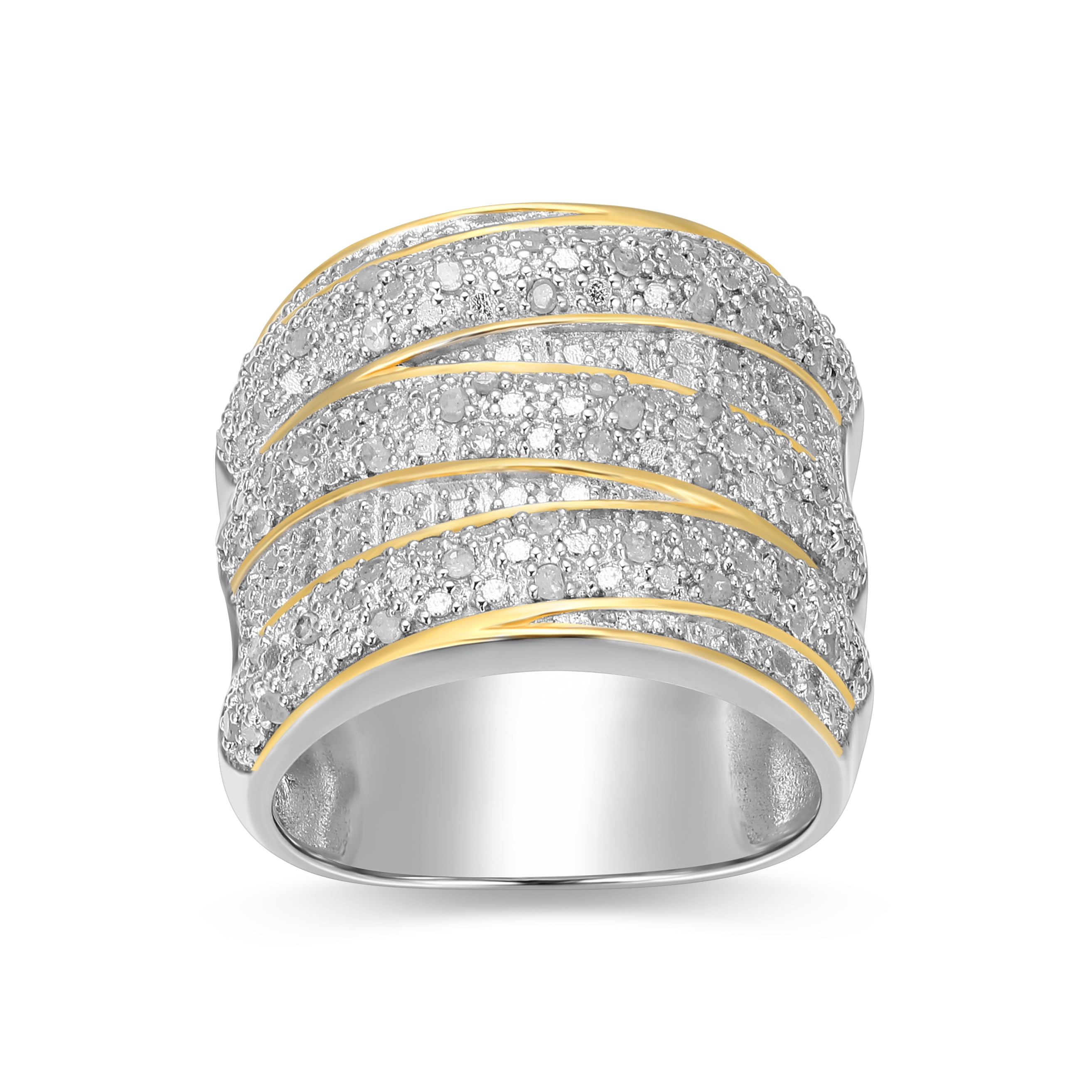 Morgan & Paige 1/4 cttw Diamond Dramatic Band in Two-Tone Rhodium over Bronze, Adult Female