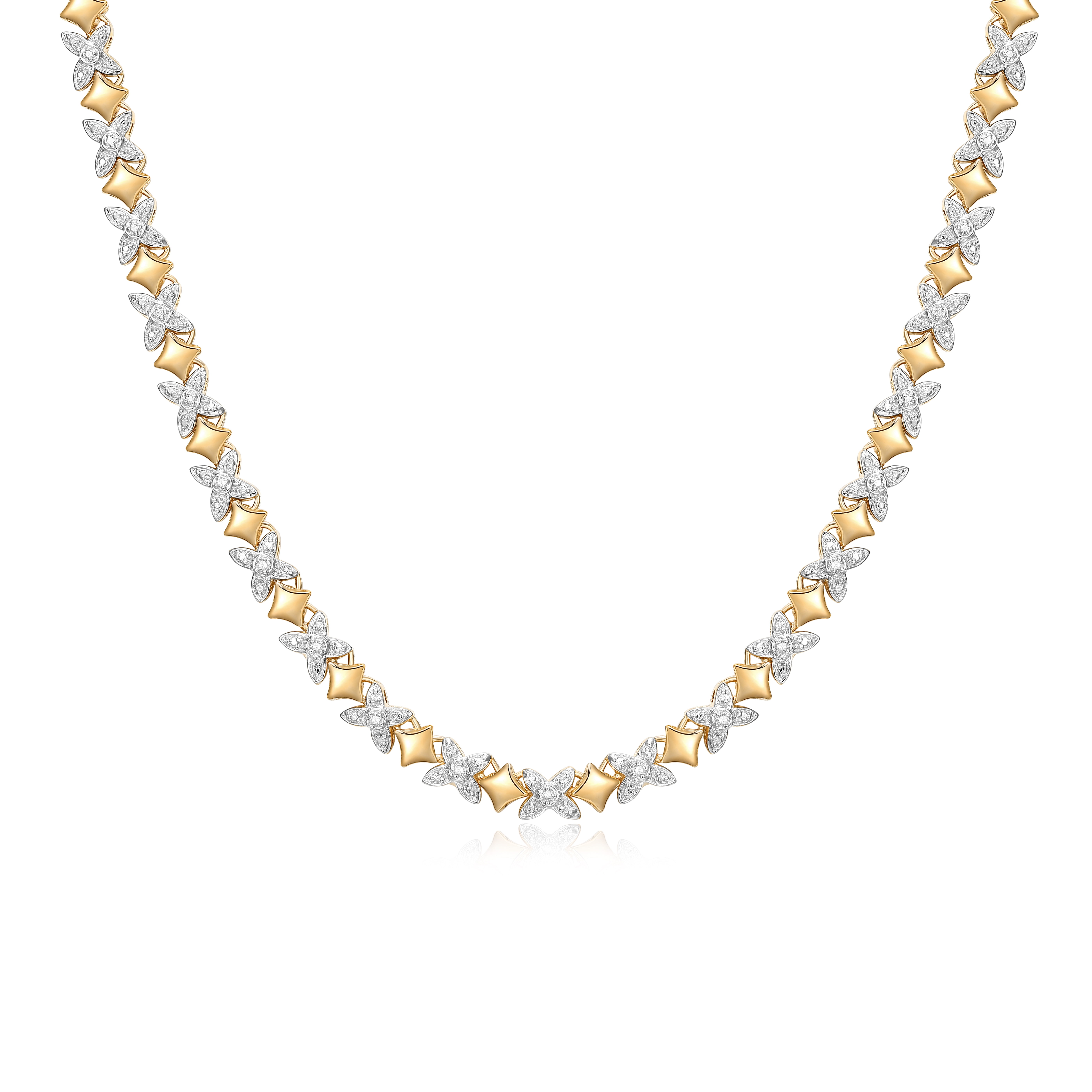Forever Facets 1/4 cttw Diamond X&O Necklace in 18k Yellow