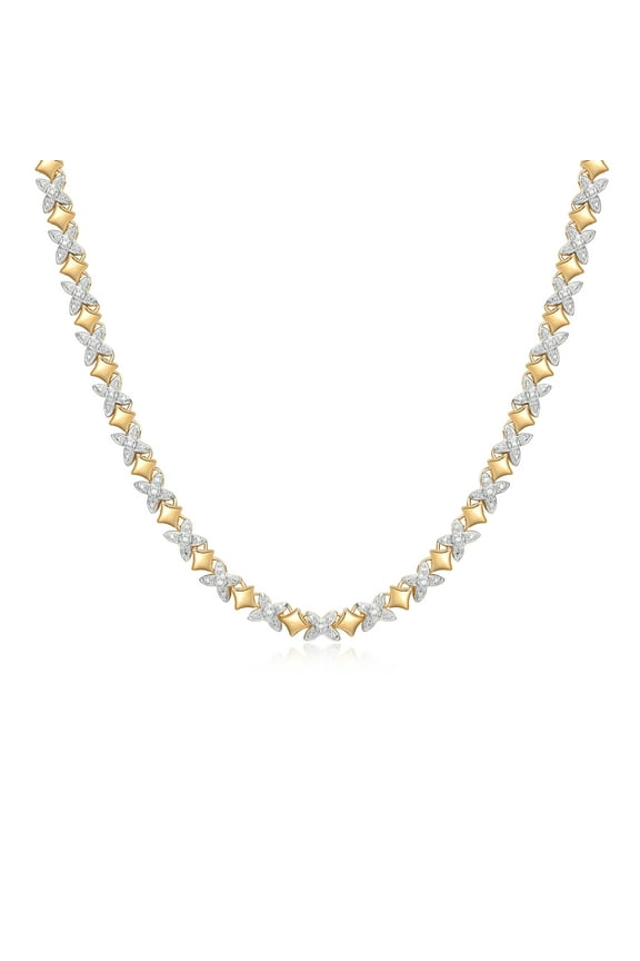 1/4 cttw Diamond X&O Necklace in 18k Yellow Gold over Bronze, Adult Female