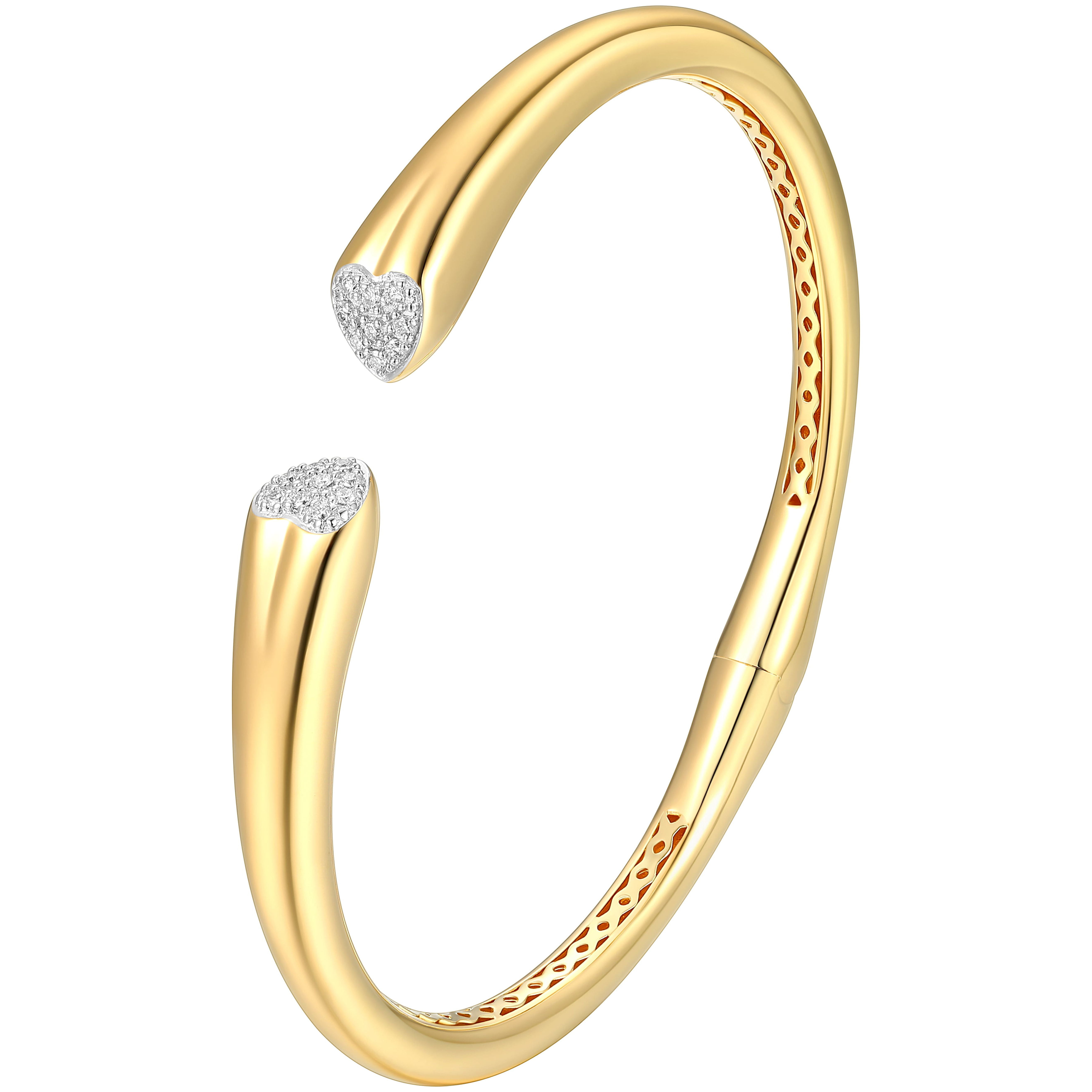 Forever Facets 1/5 CT TW Lab Grown Diamond 18K Gold over Sterling Silver Bangle, Adult Female