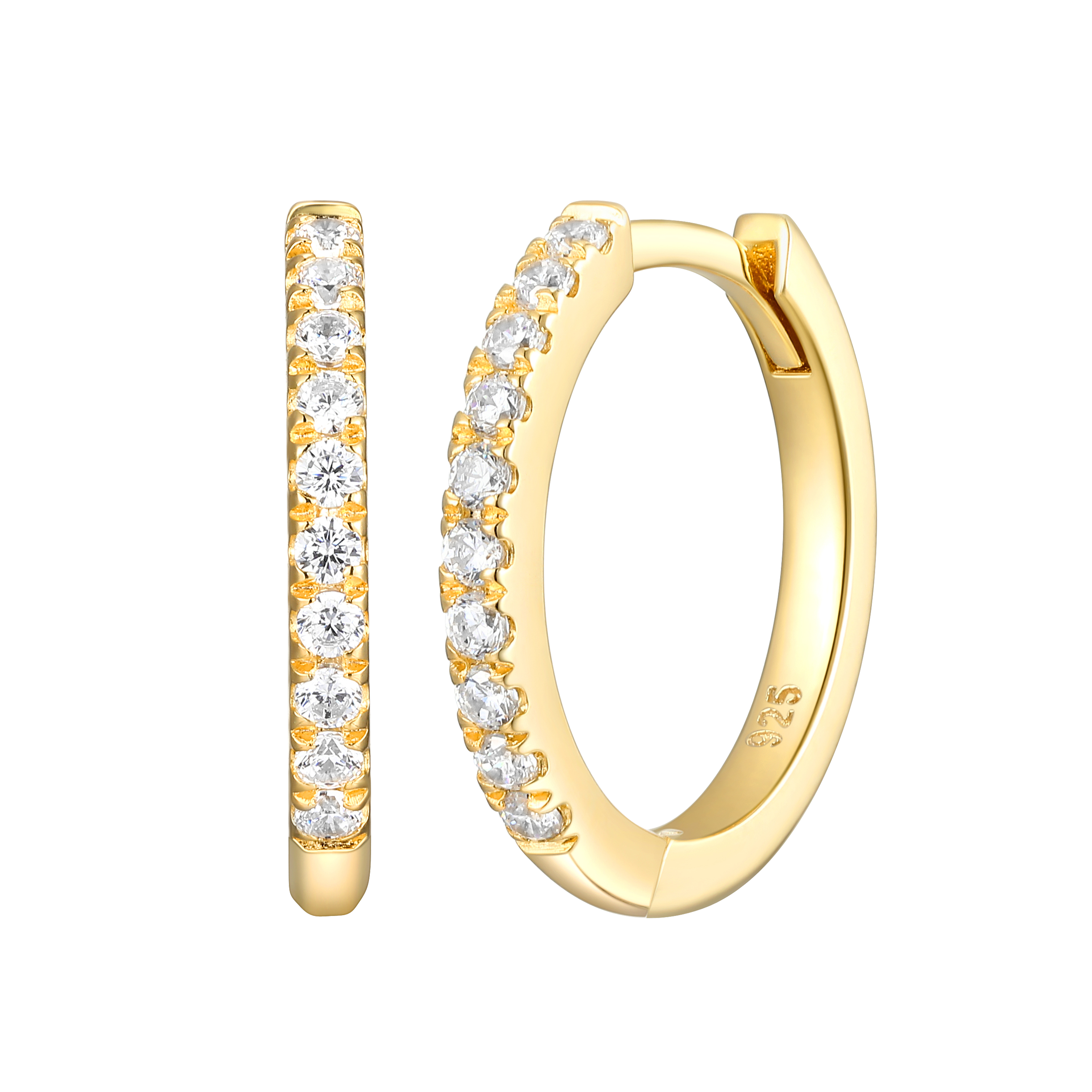 Forever Facets 1/5 CT TW Lab Grown Diamond Hoops in 18k Gold over Sterling Silver, Adult Female