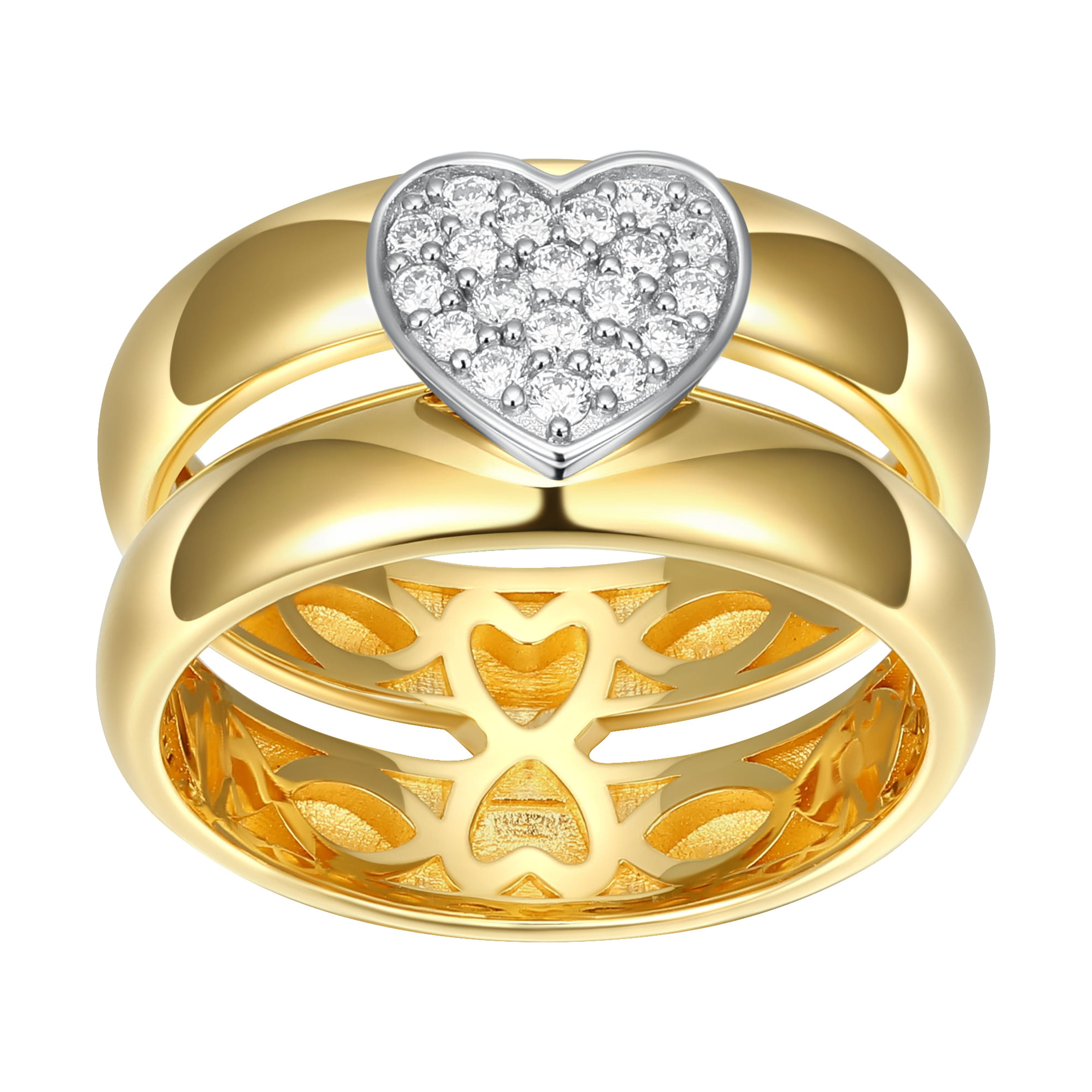 Forever Facets 1/5 CT TW Lab Grown Diamond Ring in 18K Gold over Sterling Silver, Adult Female