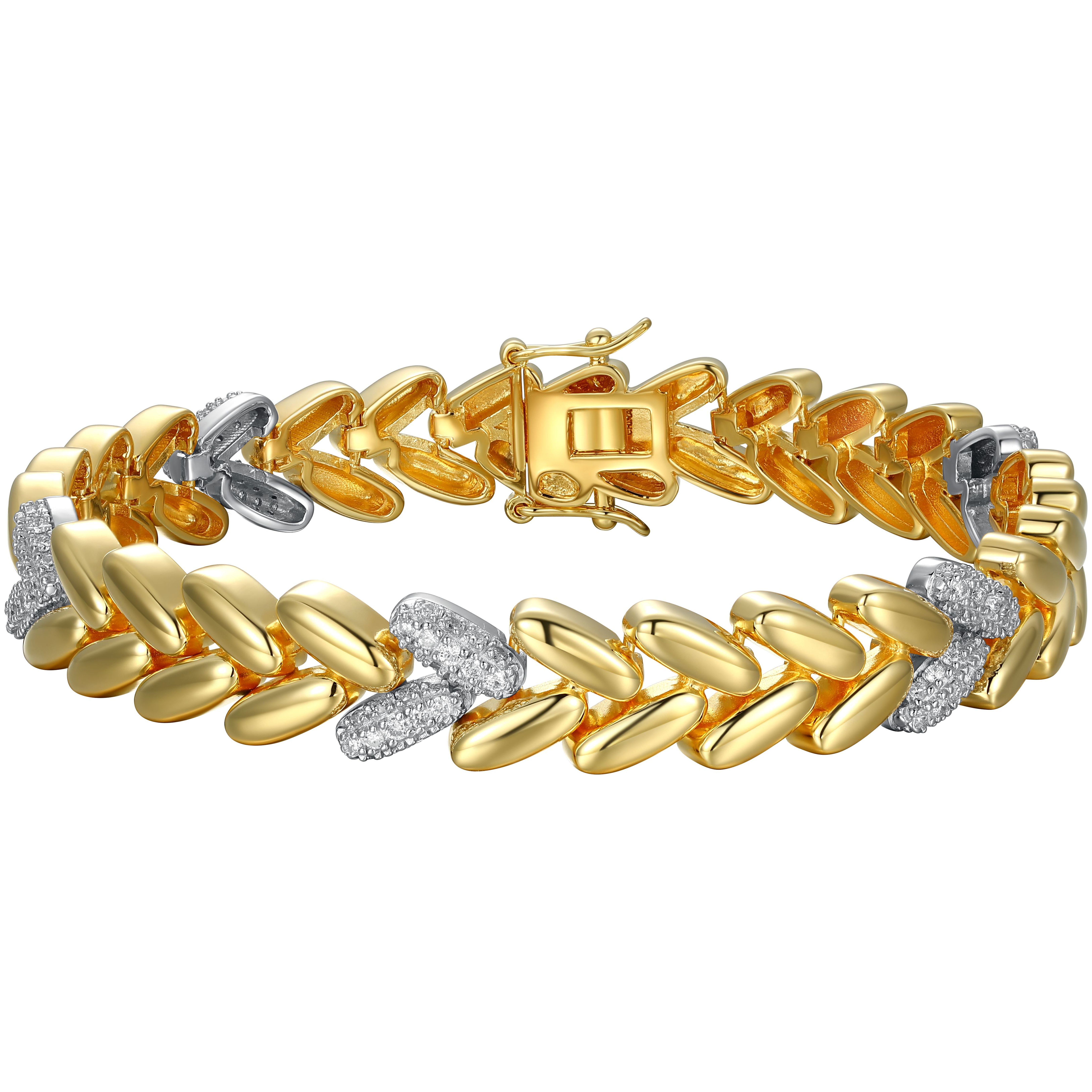 Forever Facets 1 CT TW Lab Grown Diamond 18K Gold over Sterling Silver Bangle, Adult Female
