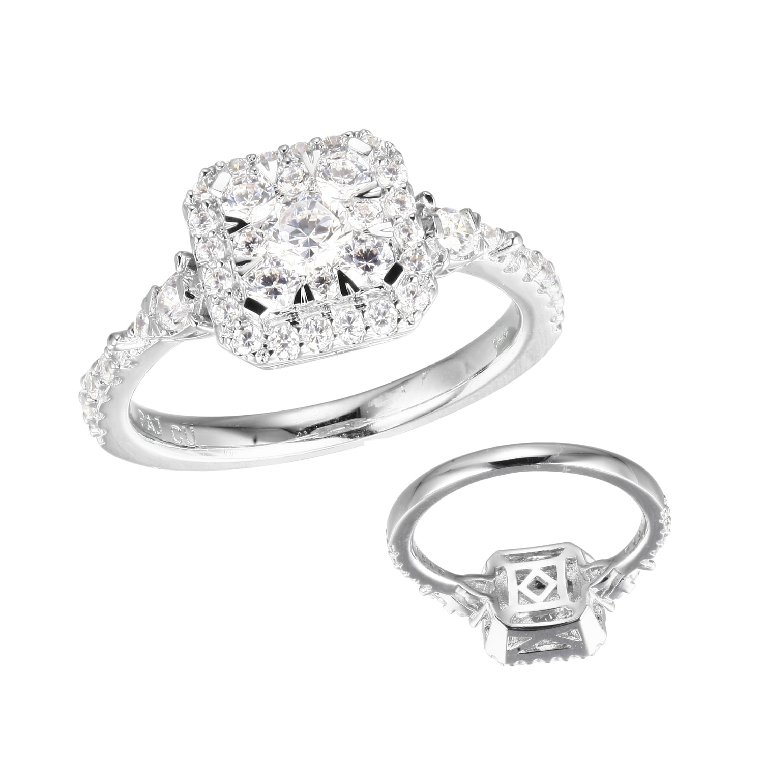 Forever Facets 1 CT TW Lab Grown Diamond Engagement Ring in Sterling Silver, Adult Female