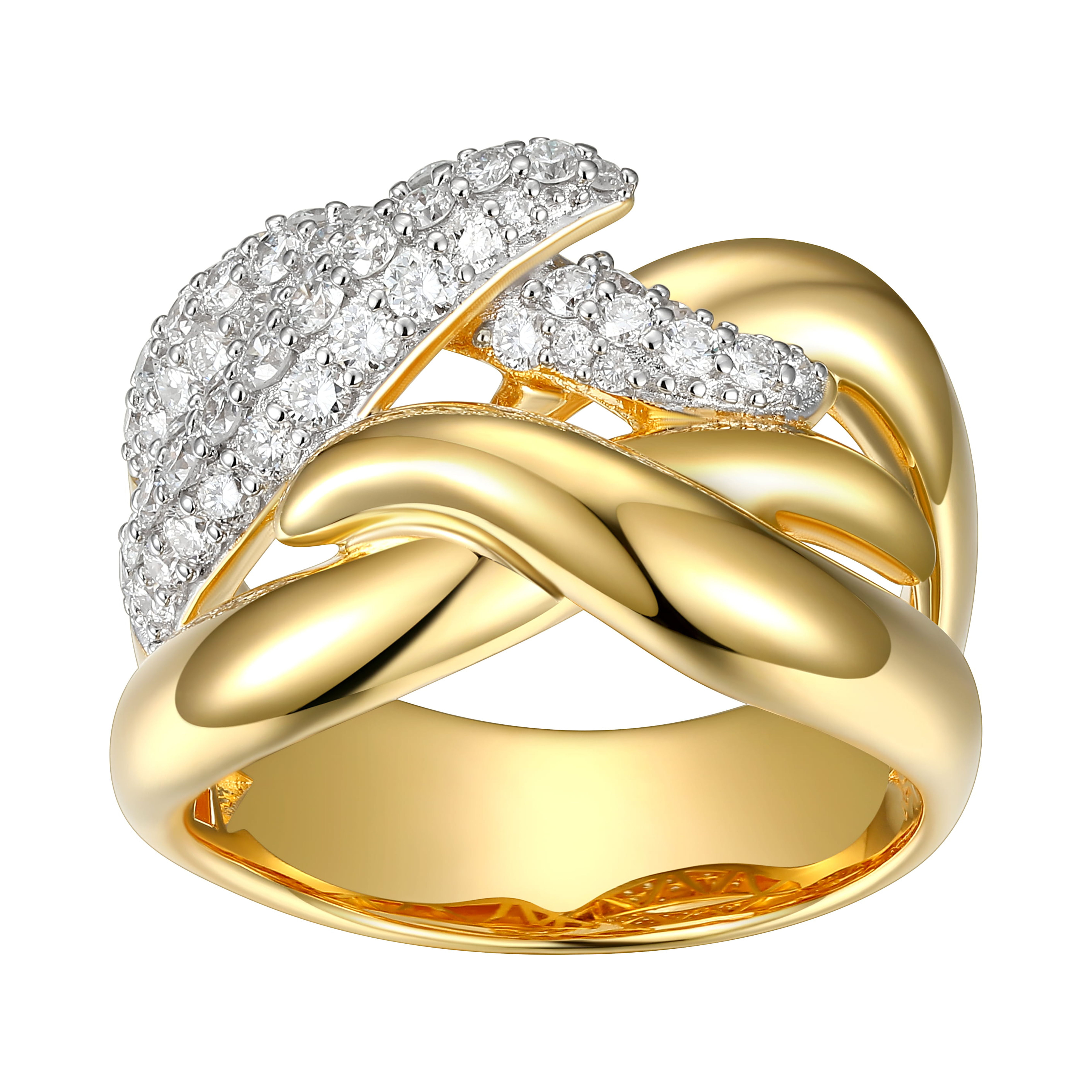 Forever Facets 1 CT TW Lab Grown Diamond Ring in 18K Gold over Sterling Silver, Adult Female