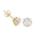 thumbnail image 1 of Forever Facets 14K Solid Yellow Gold 5MM Square CZ Stud Earrings, Adult Female, 1 of 1