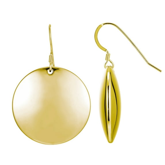 Forever Facets 18K Gold Over Sterling Silver Disc Dangle Earrings, Adult Female