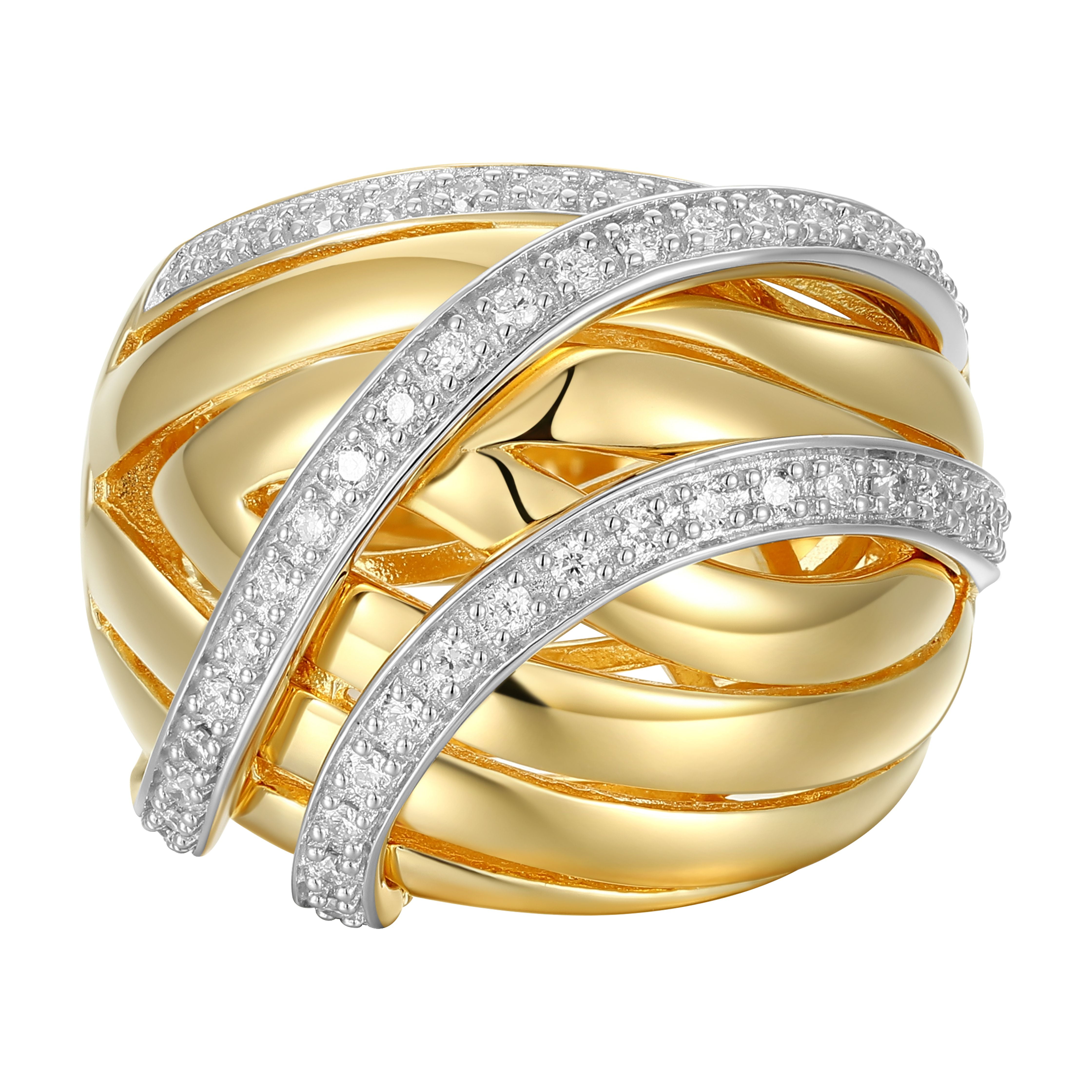 Forever Facets 18K Gold Plated Sterling Silver 3/8 CT TW Lab Grown Diamond Ring, Adult Female