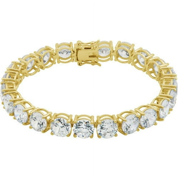 Forever Facets 18K Gold over Sterling Silver CZ Tennis Bracelet, 7.25"