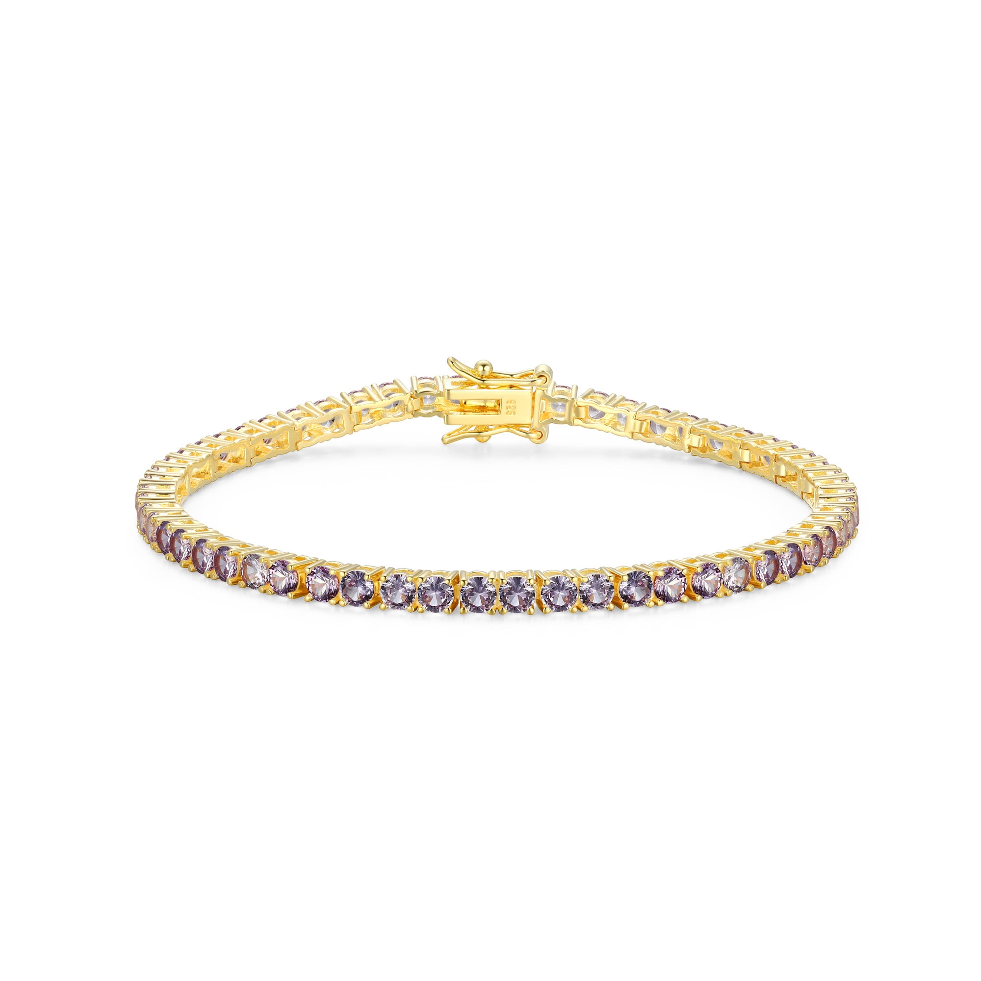 Forever Facets 18K Gold over Sterling Silver Created Alexandrite Sapphire Tennis Bracelet, Adult Female