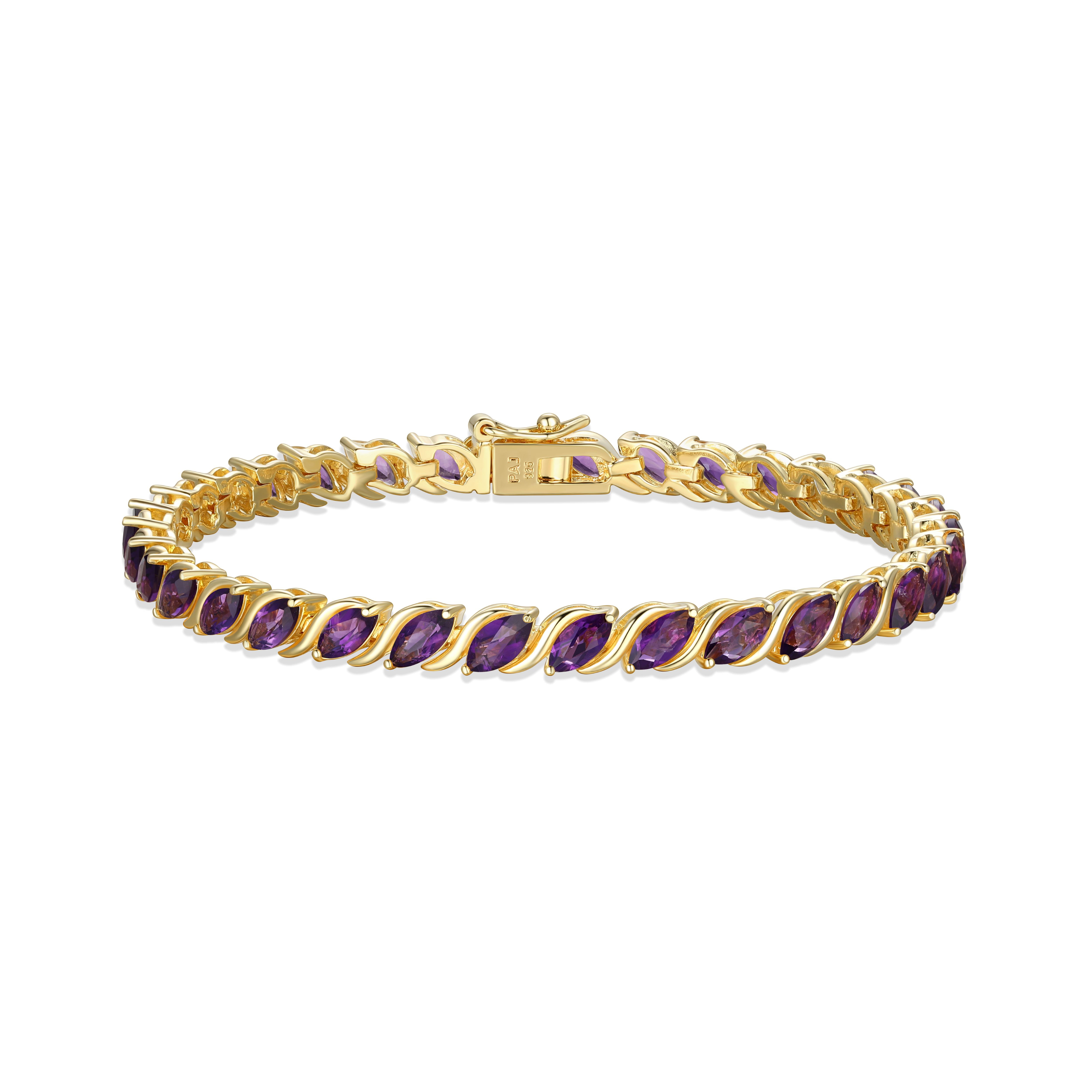 Forever Facets 18K Gold over Sterling Silver Genuine African Amethyst Tennis Bracelet