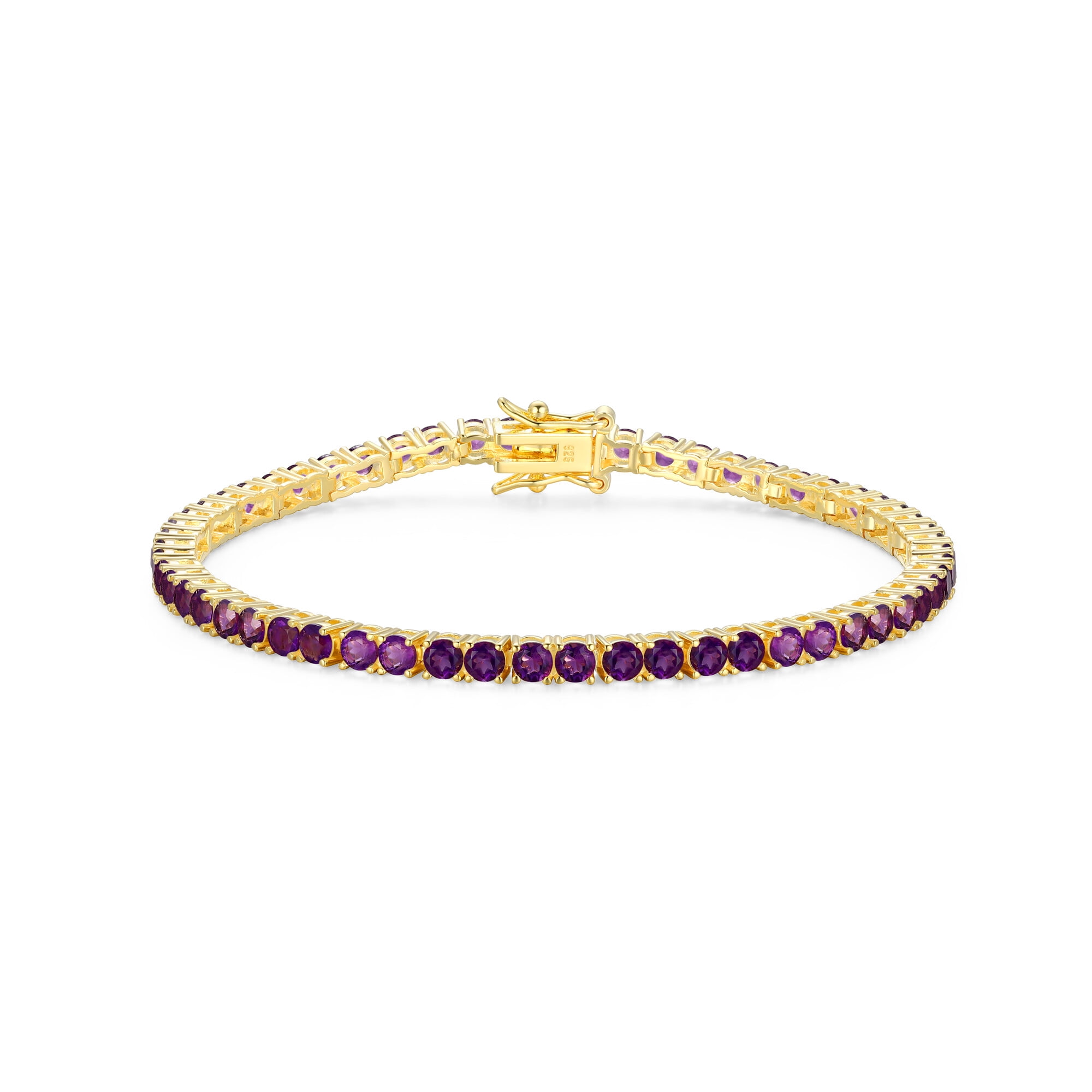 Forever Facets 18K Gold over Sterling Silver Genuine Amethyst Tennis Bracelet, Adult Female