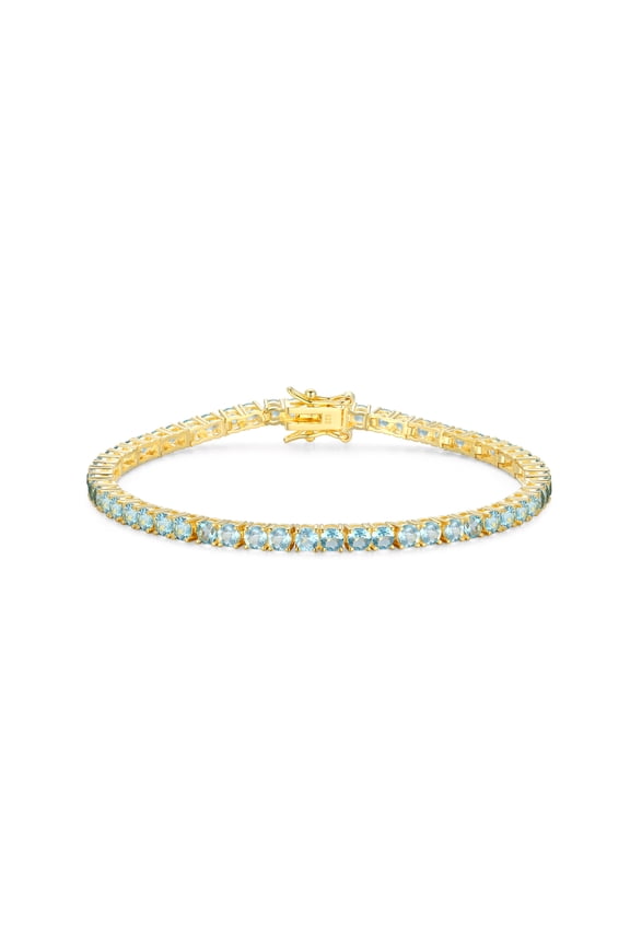 18K Gold over Sterling Silver Genuine Blue Topaz Tennis Bracelet, Adult Female