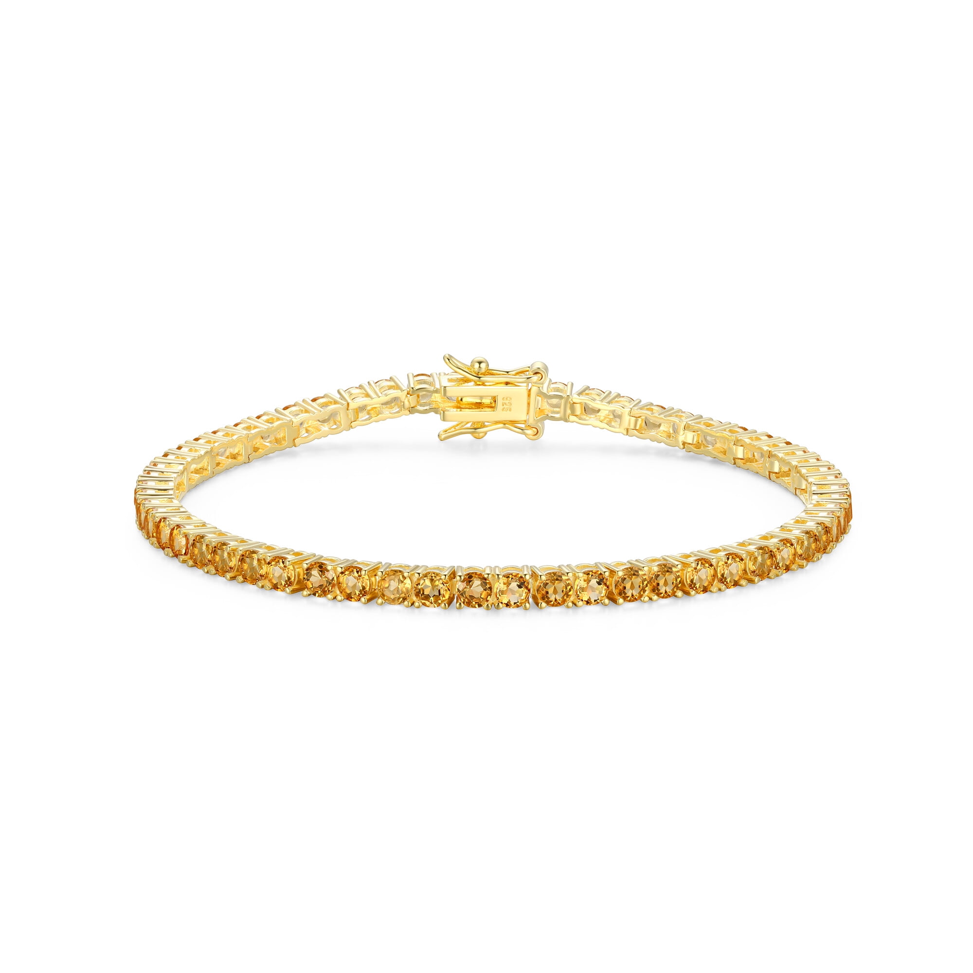Forever Facets 18K Gold over Sterling Silver Genuine Citrine Tennis Bracelet, Adult Female