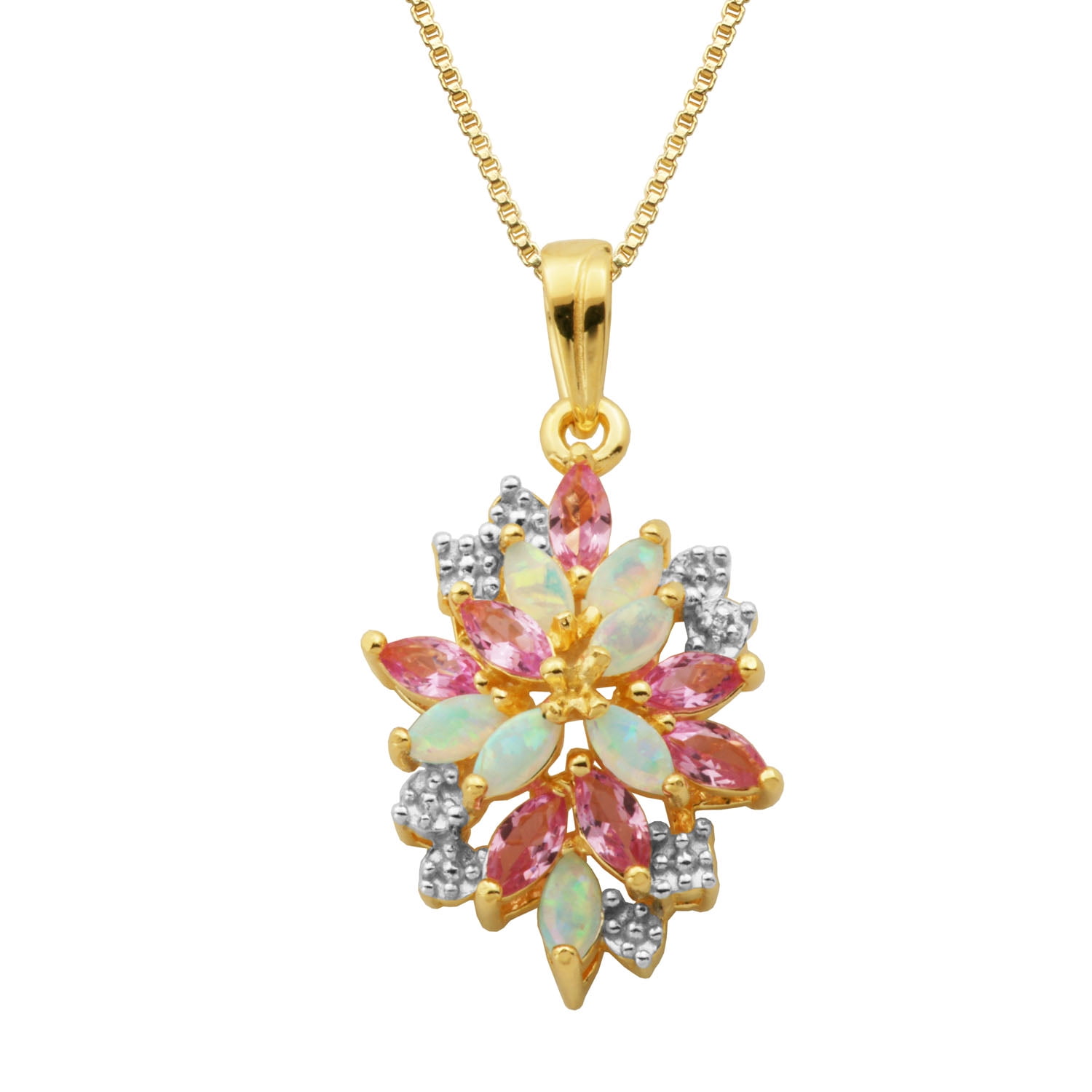 Forever Facets 18K Yellow Gold Over Sterling Silver Cluster Necklace, Adult Female