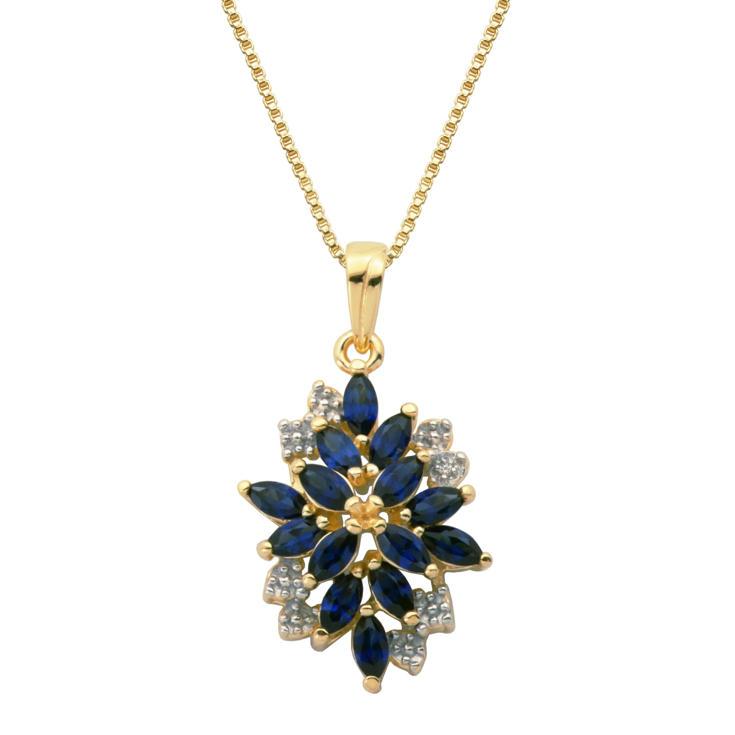 Forever Facets 18K Yellow Gold Over Sterling Silver Cluster Necklace, Adult Female