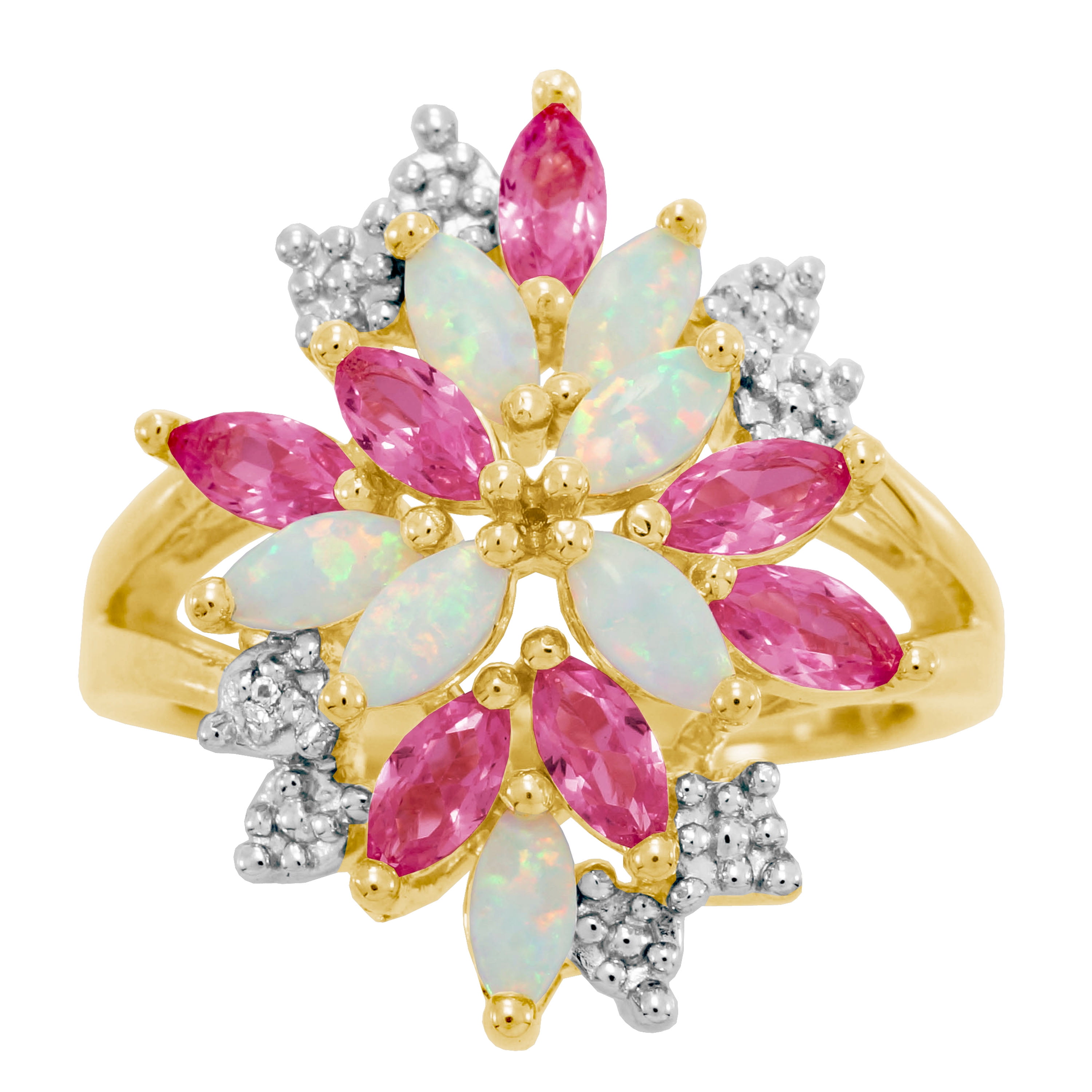 Forever Facets 18K Yellow Gold Over Sterling Silver Cluster Ring, Adult Female