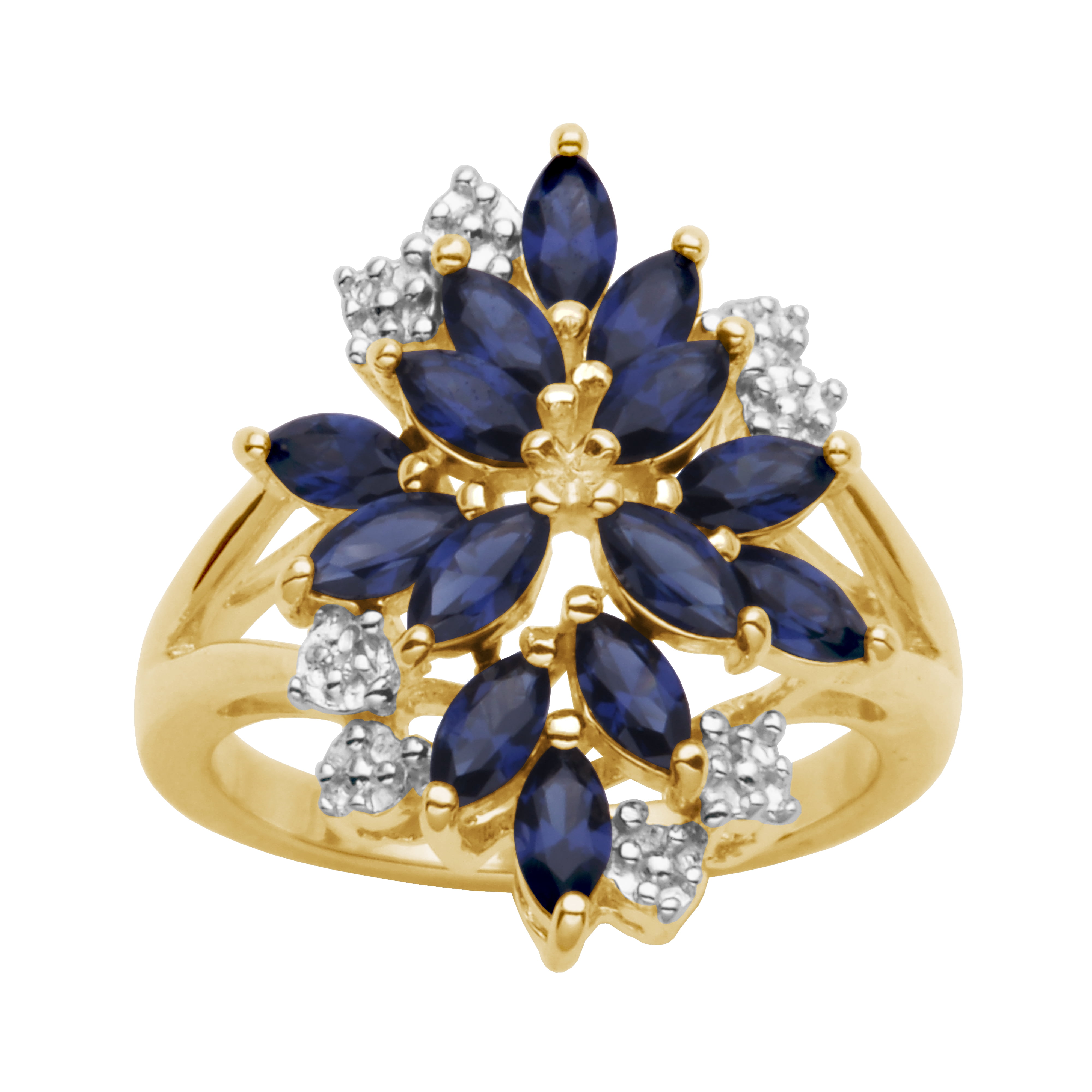 Forever Facets 18K Yellow Gold Over Sterling Silver Cluster Ring, Adult Female