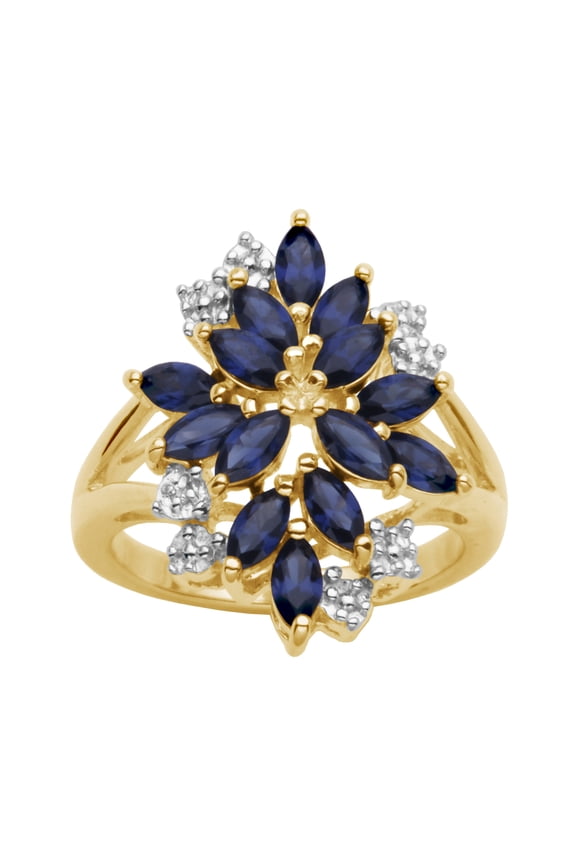 18K Yellow Gold Over Sterling Silver Cluster Ring, Adult Female