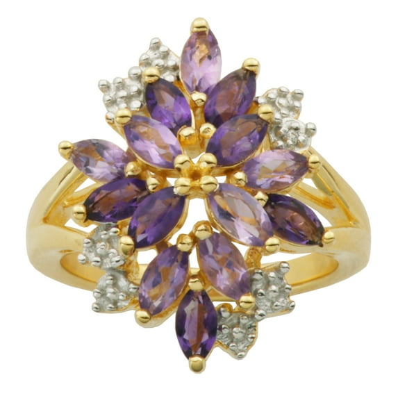 Forever Facets 18K Yellow Gold Over Sterling Silver Cluster Ring, Adult Female