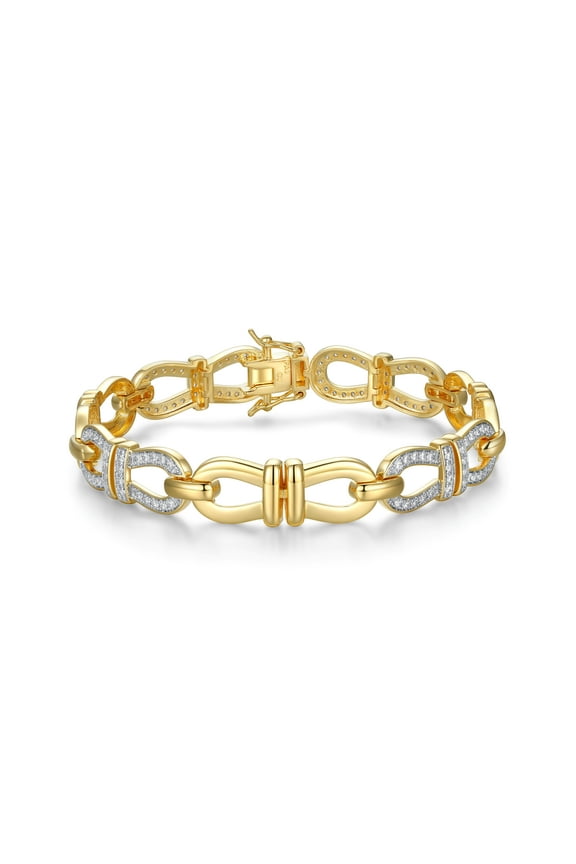 18k Gold Plated Sterling Silver 1 CT TW Lab Grown Diamond Link Bracelet, Adult Female